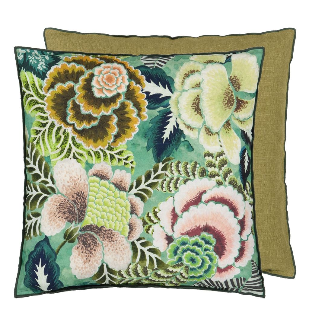 Rose de Damas Jade Decorative Pillow