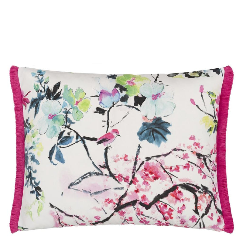 CHINOISERIE FLOWER PEONY OUTDOOR DECORATIVE PILLOW