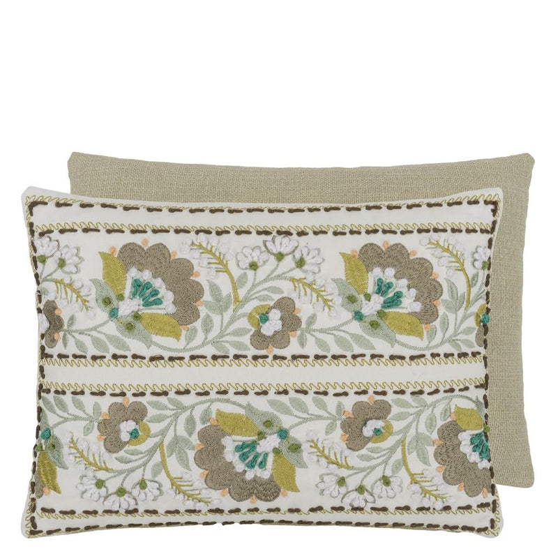 ENAMEL FLOWER CELADON DECORATIVE PILLOW