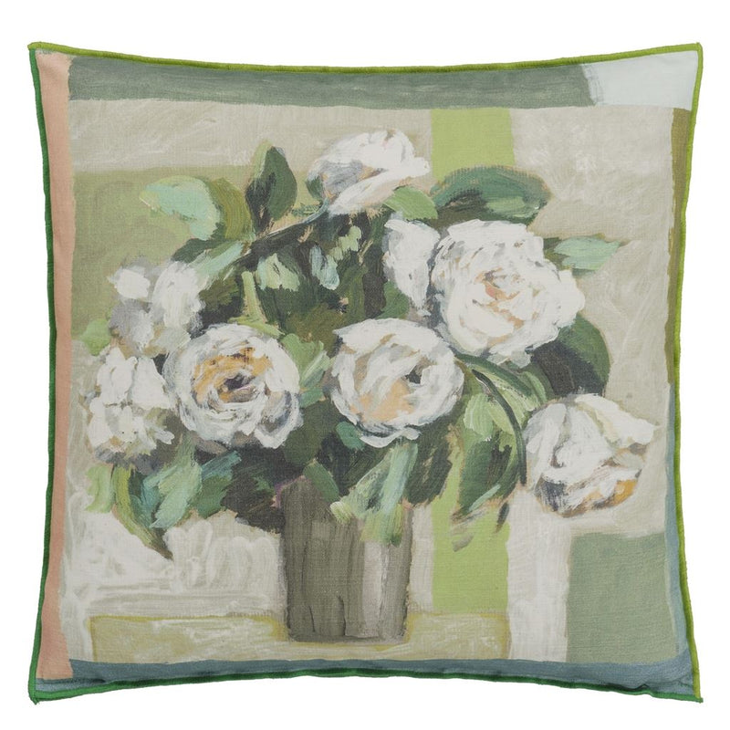 CELADON VASE CAMEO DECORATIVE PILLOW