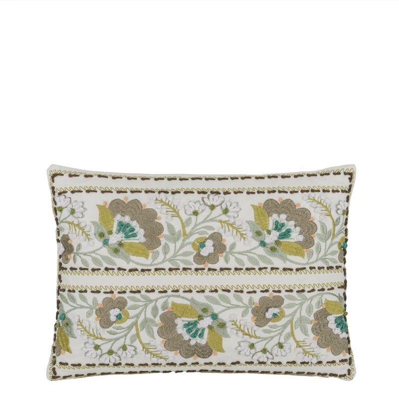 ENAMEL FLOWER CELADON DECORATIVE PILLOW