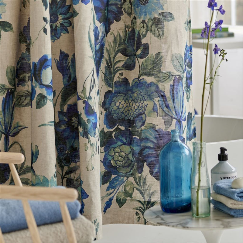 HIRIGANA INDIGO SHOWER CURTAIN