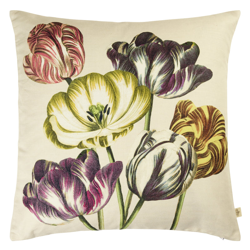 VARIEGATED TULIPS BUTTERMILK DECORATIVE PILLOW