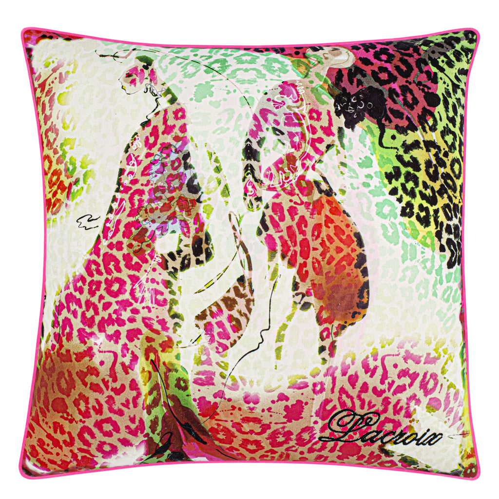 LES FELINES MAGENTA DECORATIVE PILLOW