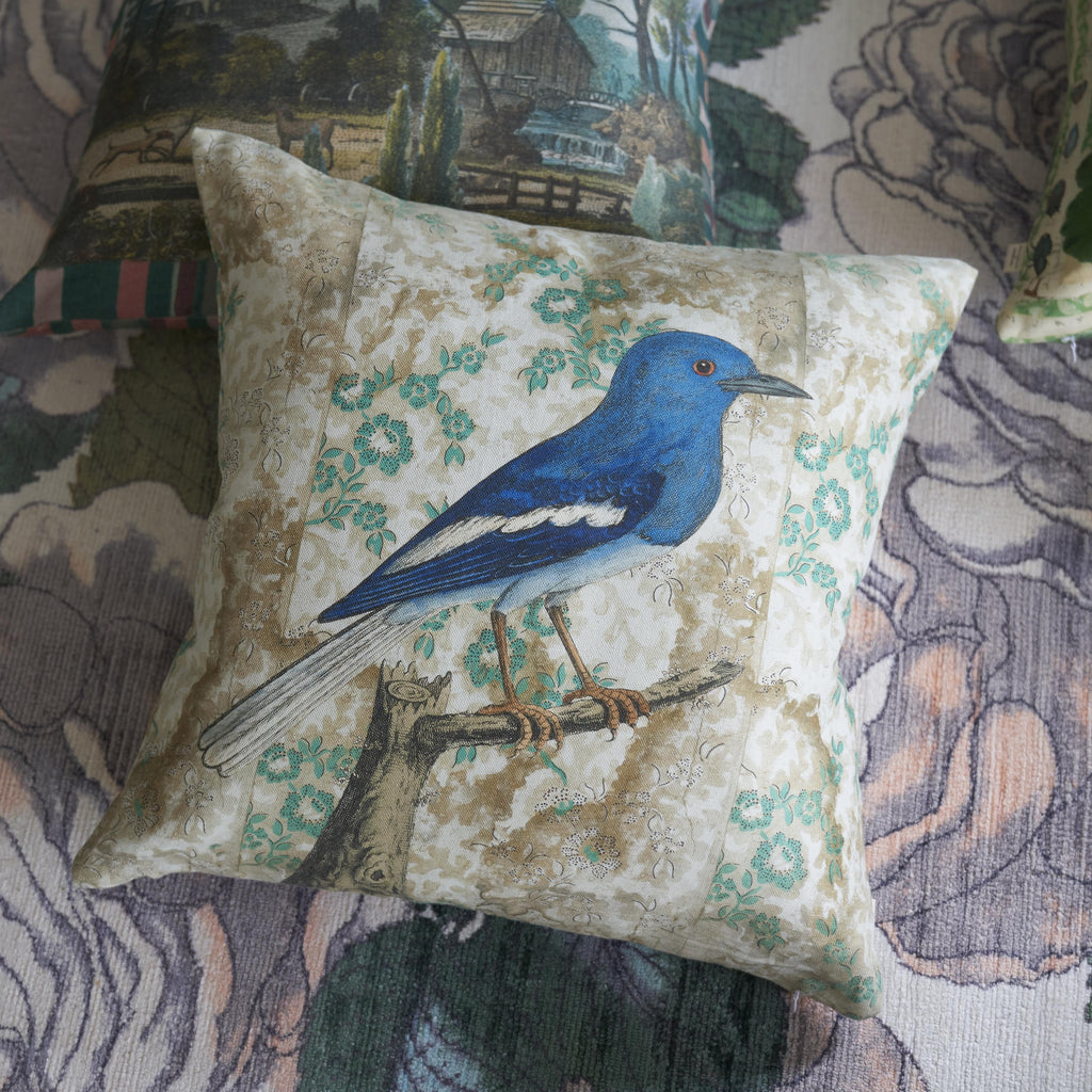 WALLPAPER BIRDS SEPIA DECORATIVE PILLOW