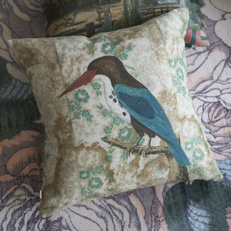 WALLPAPER BIRDS SEPIA DECORATIVE PILLOW