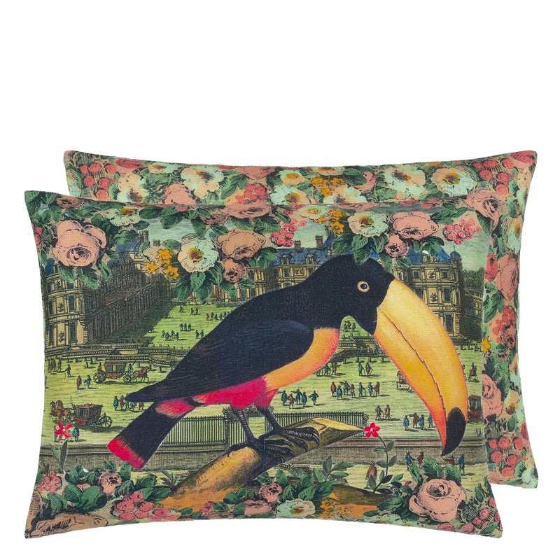 TOUCAN FLORAL SEPIA PILLOW COVER