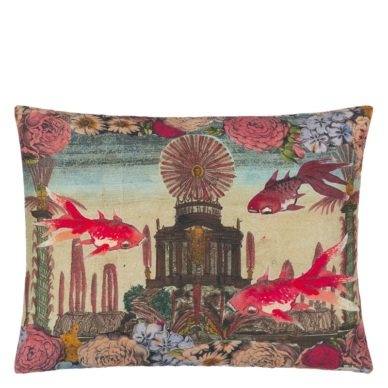 EXOTIC FISH CARMINE DECORATIVE PILLOW