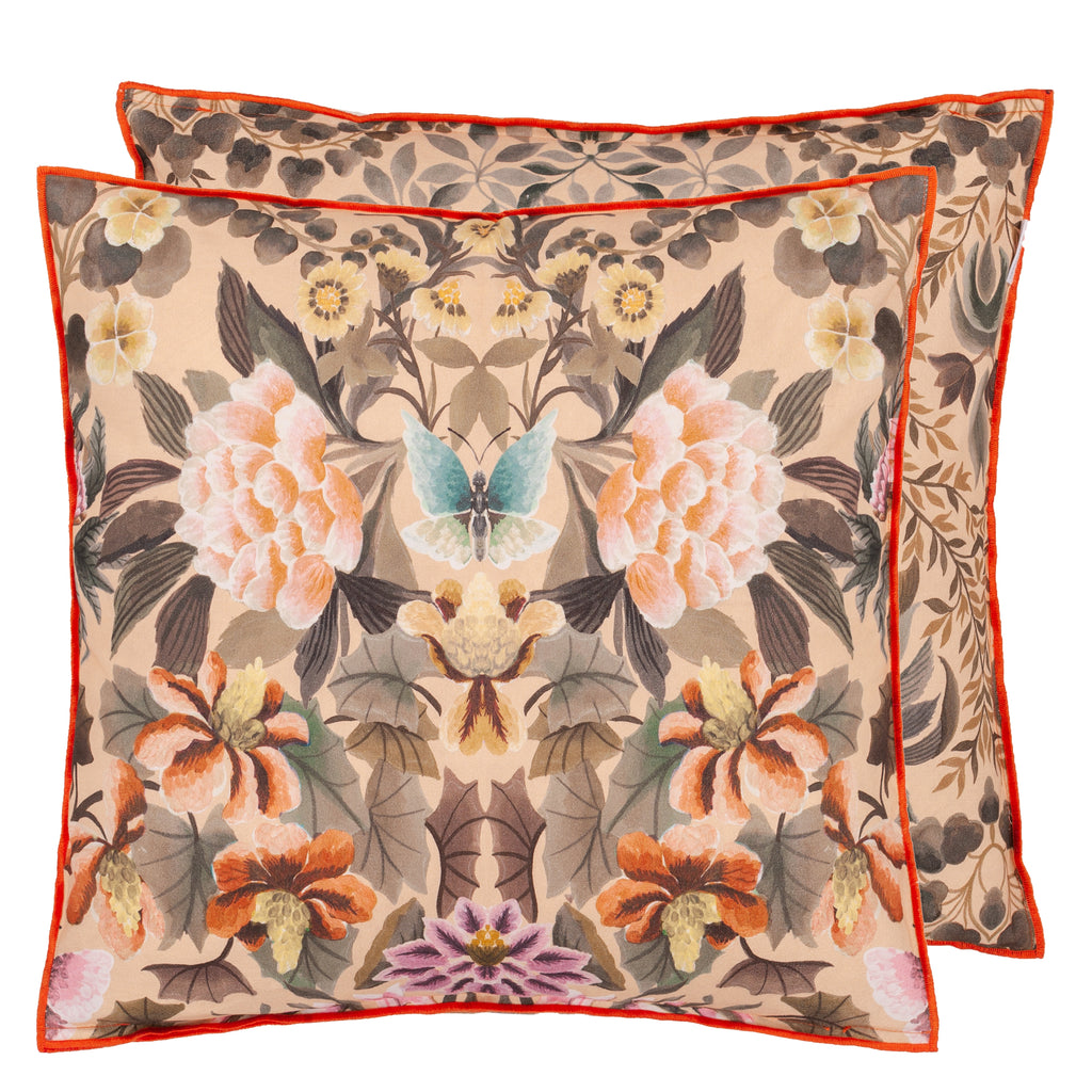 IKEBANA DAMASK CORAL DECORATIVE PILLOW