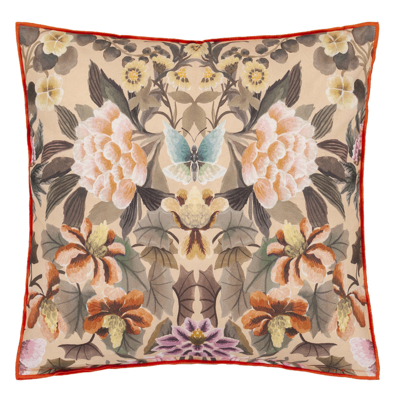 IKEBANA DAMASK CORAL DECORATIVE PILLOW