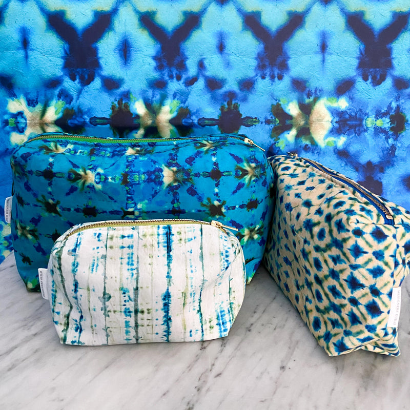 SHIBORI COBALT SMALL TOILETRY BAG