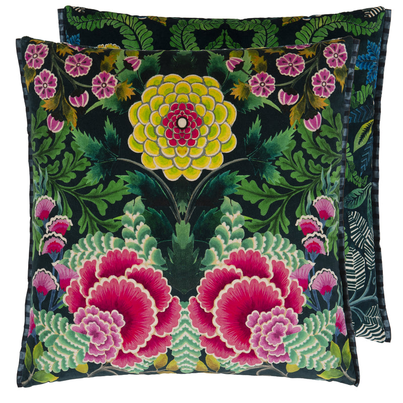 BROCART DECORATIF VELOURS NOIR DECORATIVE PILLOW
