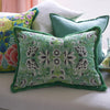 ROSE DE DAMAS EMBROIDED JADE DECORATIVE PILLOW