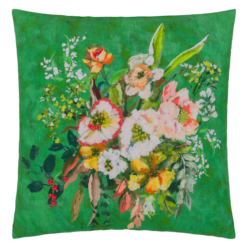 MARGARETTA LINEN EMERALD DECORATIVE PILLOW