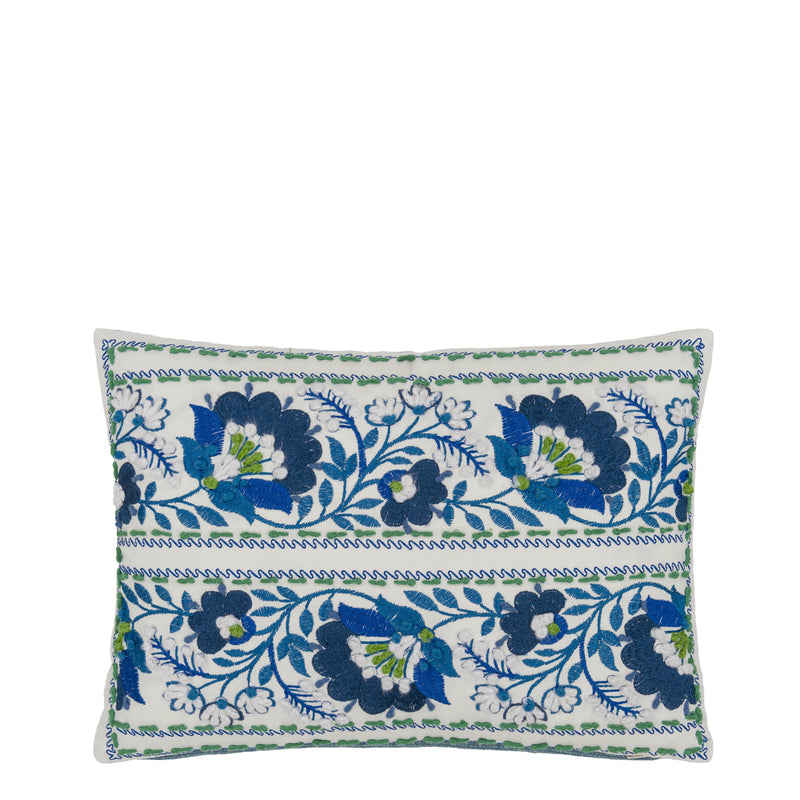 ENAMEL FLOWER INDIGO DECORATIVE PILLOW