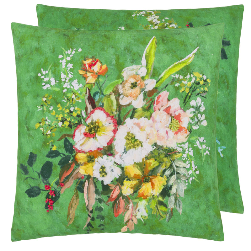 MARGARETTA LINEN EMERALD DECORATIVE PILLOW