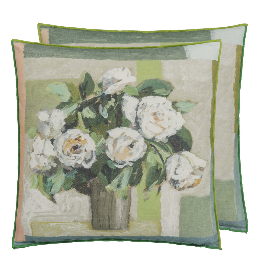 CELADON VASE CAMEO DECORATIVE PILLOW