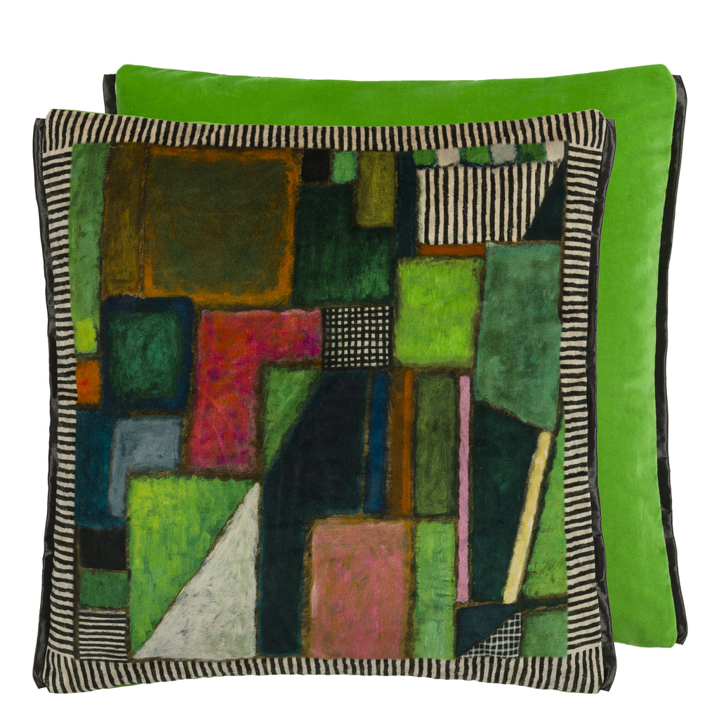 RAKU PATCHWORK EMERALD DECORATIVE PILLOW