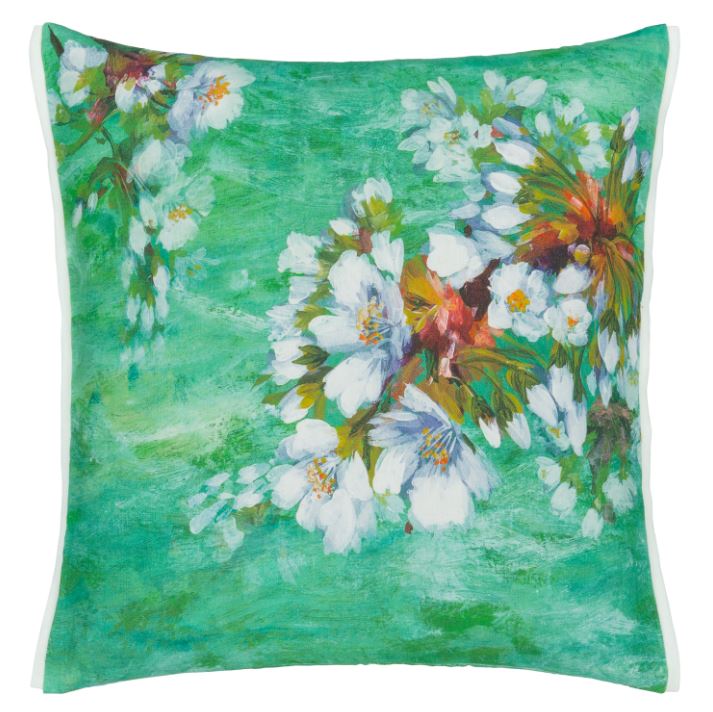 FLEUR D'ASSAM EMERALD DECORATIVE PILLOW