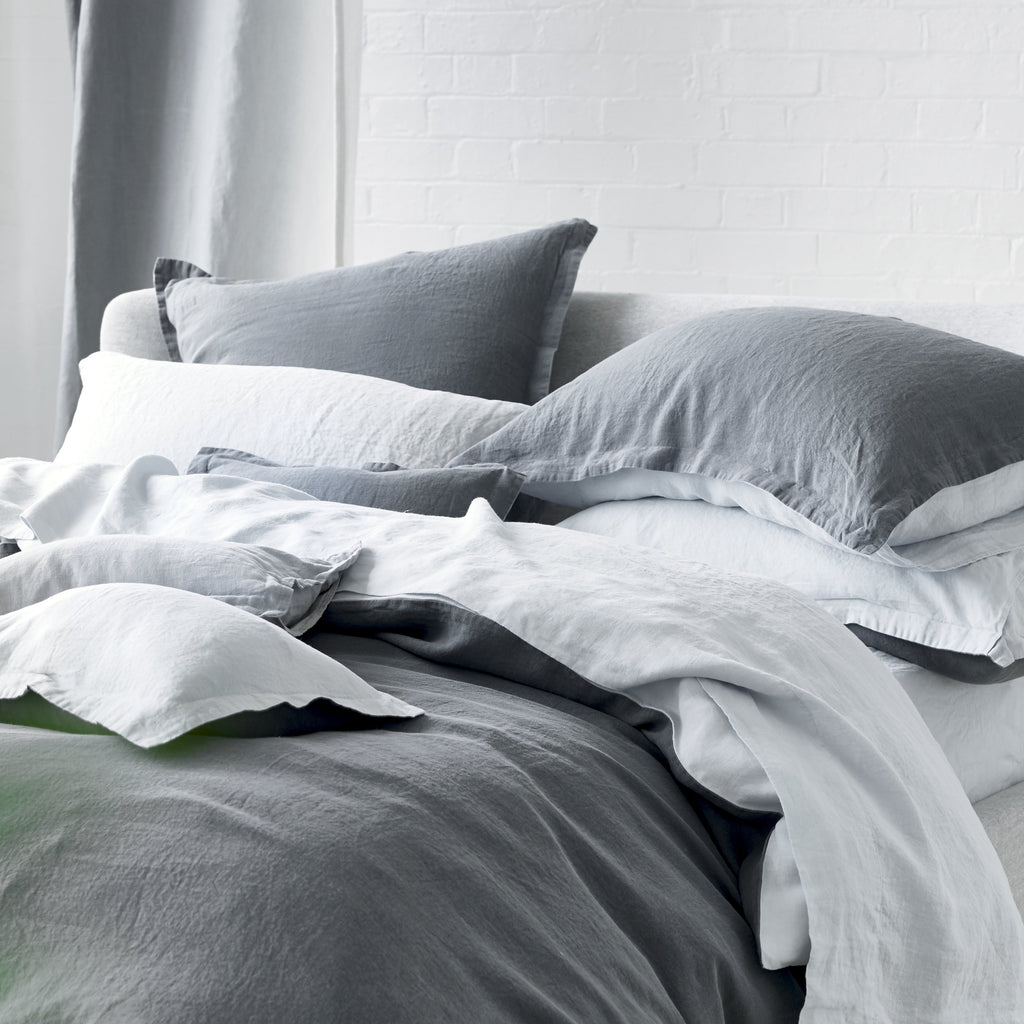 BIELLA COOL GREY & MIST PILLOWCASE AND FLAT SHEET SET