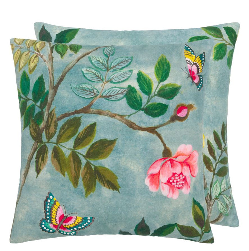 PAPILLON CHINOIS TEAL DECORATIVE PILLOW