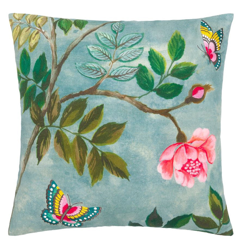 PAPILLON CHINOIS TEAL DECORATIVE PILLOW