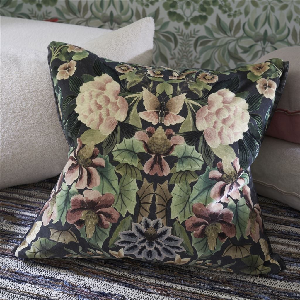 IKEBANA DAMASK GRAPHITE DECORATIVE PILLOW