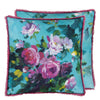 Bouquet de Roses Turquoise Decorative Pillow